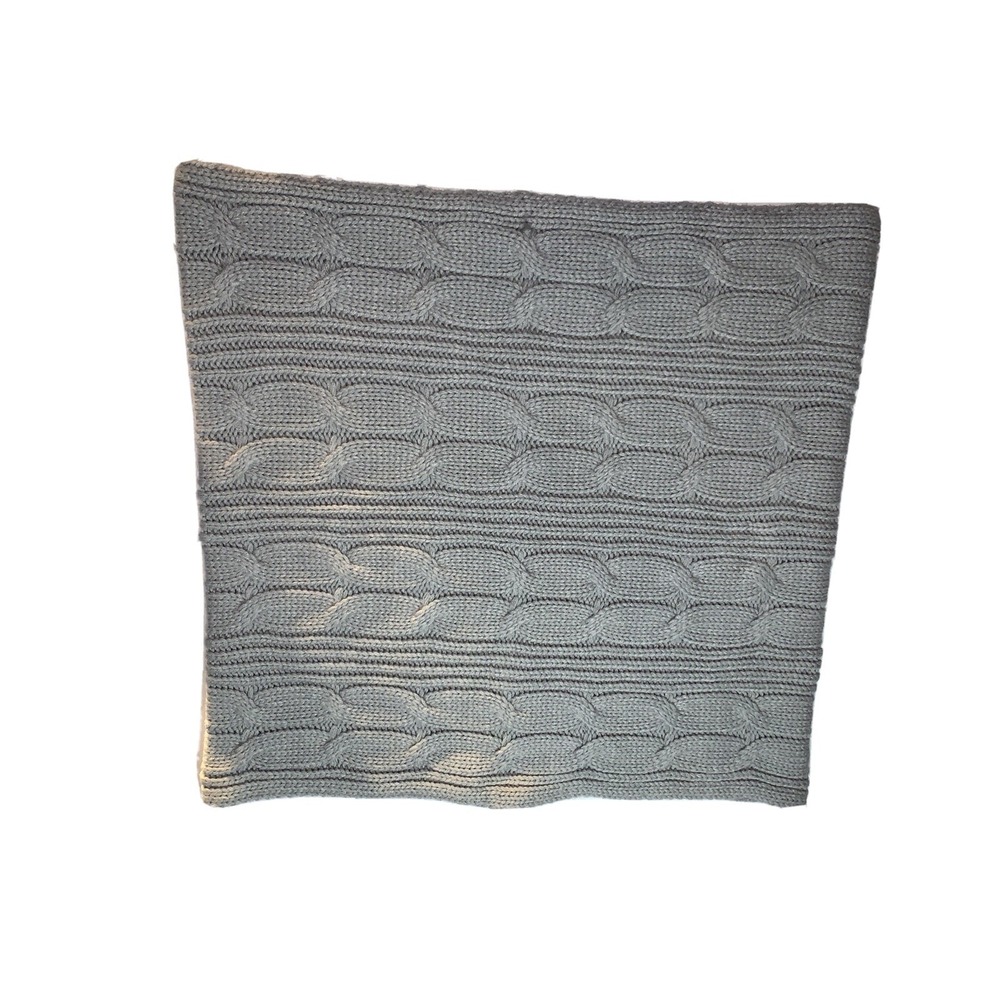 Brooks Brothers Women's OS Cable Knit Acrylic Wool Blend Scarf Blue-Green Gray